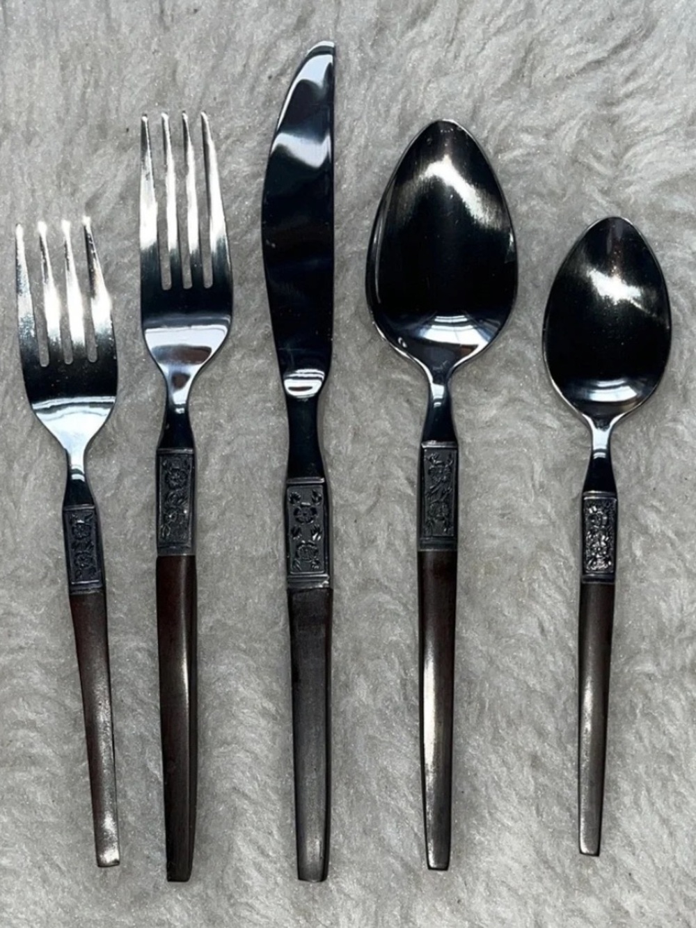 5 complete sets Vintage EKCO Eterna Floral Danish modern Style Flatware - NEW!